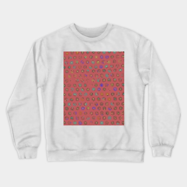 Tribal Sun Print, faded, distressed red ethnic pattern, uneven blotchy Crewneck Sweatshirt by djrunnels